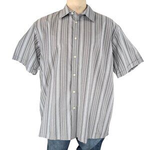 Van Heusen XL Light Gray Stripe Short Sleeve Button Up Collar Shirt